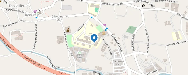 Ar-Ge ofisinin harita uzerindeki konumu, Duzce Universitesi kampusu